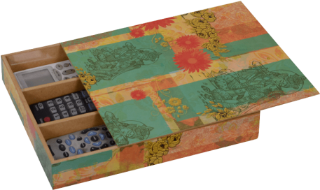 Lord Krishna Radha Wooden Remote Box By Www - Plywood (456x456), Png Download