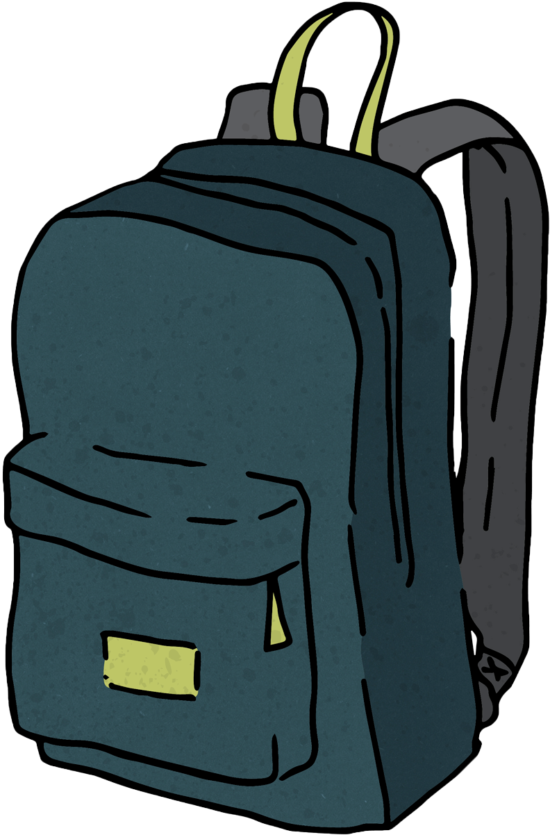 The Evolution Of The Backpack - Backpack Cartoon (1000x1354), Png Download