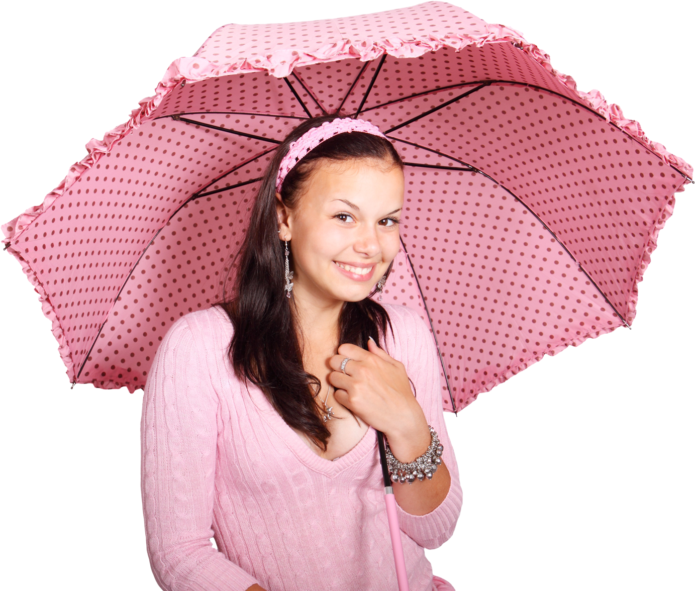 Beautiful Girl With Umbrella (1550x1248), Png Download
