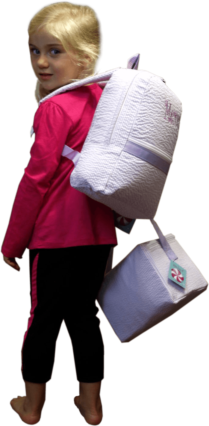 Four Year Old Girl With Toddler Backpack - Child With Backpack Png (750x1500), Png Download