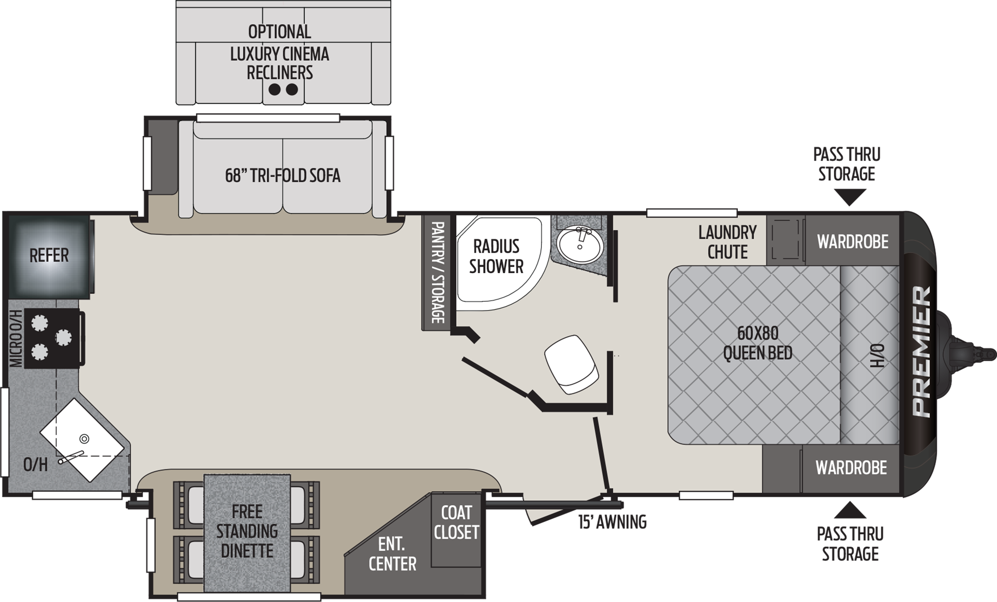 Premier 24rkpr Travel Trailer - Keystone Bullet Premier 24rkpr (2000x1208), Png Download