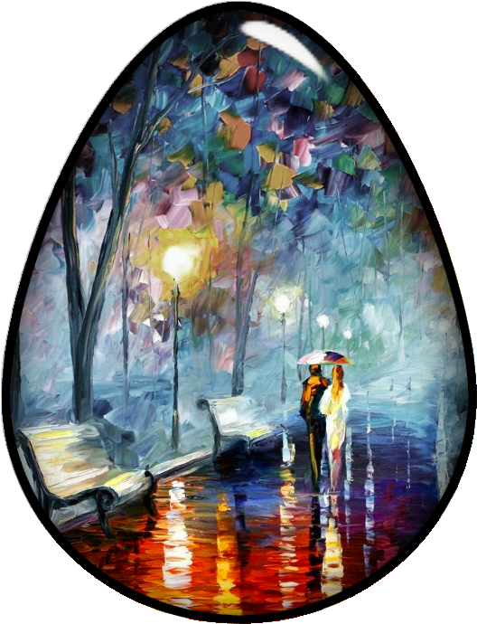 April - Rain's Rustle By Leonid Afremov (591x785), Png Download