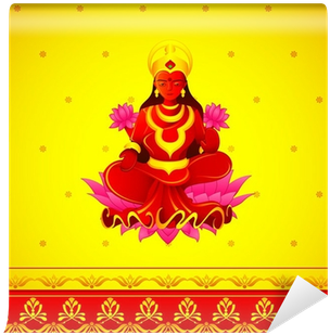 Vector Illustration Of Godess Lakshmi In Diwali Wall - Dhanteras In Marathi (400x400), Png Download