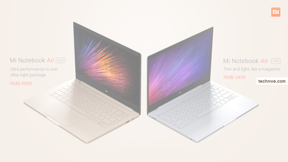 Mi-notebook1 - Xiaomi Air 12 Laptop (gold) (1000x563), Png Download