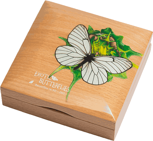 Silver Numismatic Black-veined White Butterflies In - Coin (500x500), Png Download