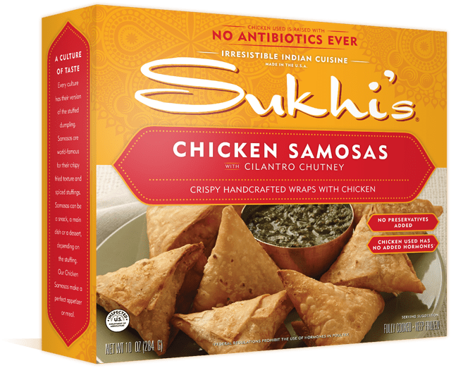 Chicken Samosas - Sukhi's Chicken Samosas - 7 Oz Box (640x522), Png Download