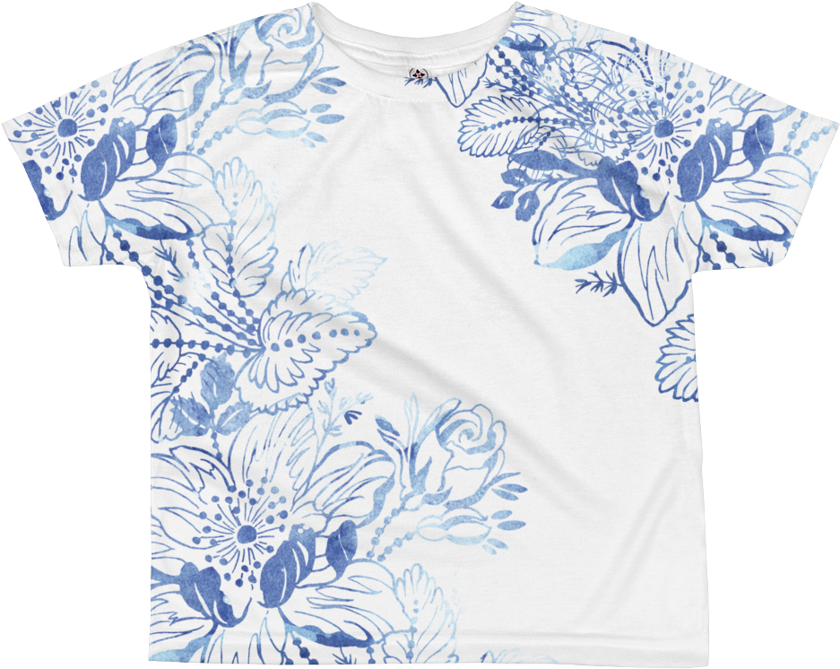 Light Blue Flowers Design Kids Sublimation T-shirt - Design (1000x1000), Png Download