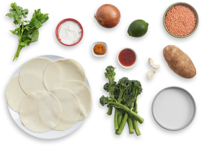 Potato & Broccolini Samosas With Coconut Lentils & - Potato (700x477), Png Download