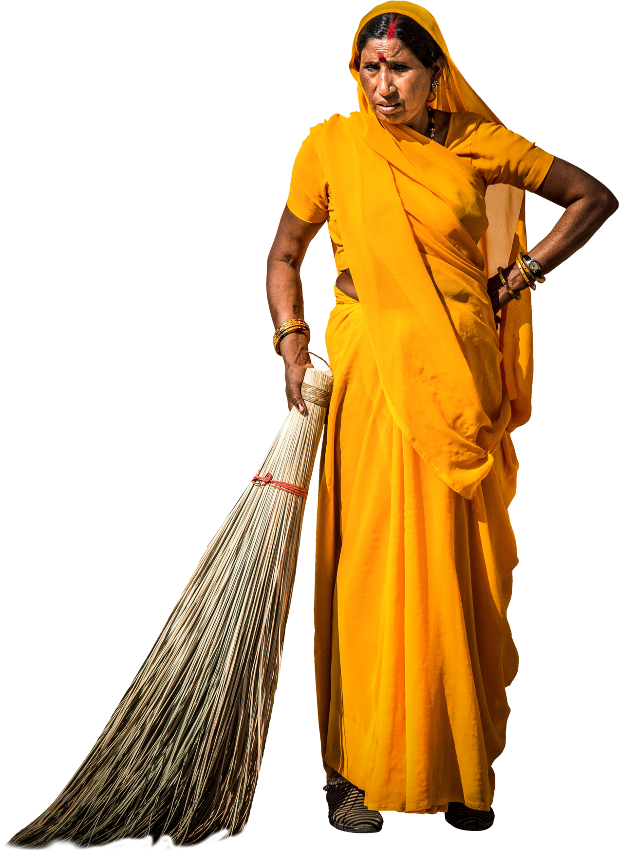 Women Withthe Broomstick Sweaper Cleaning India Swatchbarath - Indian People Png (1280x1918), Png Download