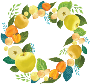 Tropical Fruits Wreaths Decoration With Leaf, Fruits, - Garland (360x360), Png Download