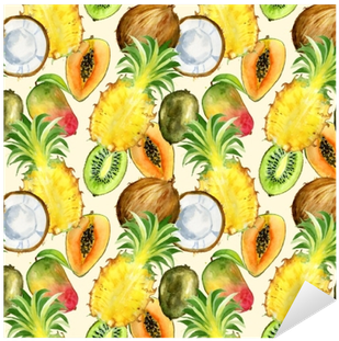 Seamless Pattern With Tropical Exotic Fruits - Tropical Fruit Print Fabric (400x400), Png Download