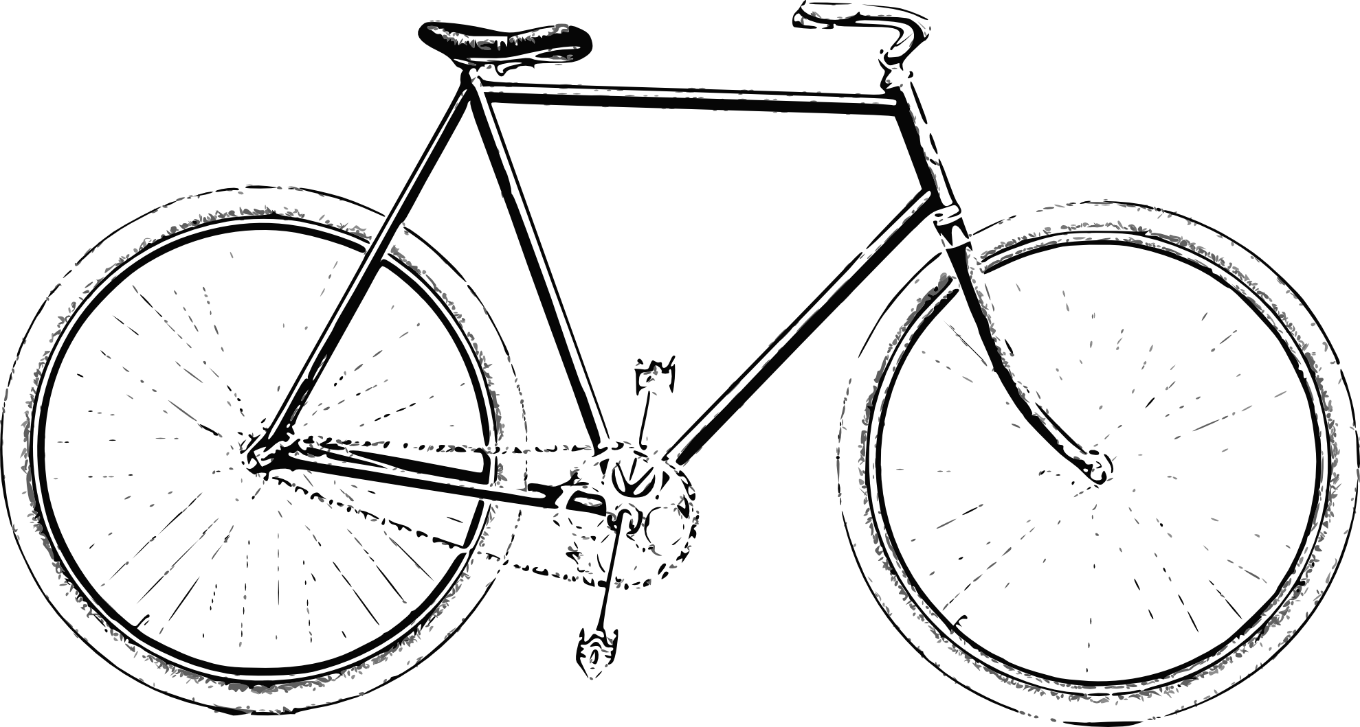 Pushbike Clipart Old Thing - Vintage Bicycle Drawing Png (600x321), Png Download