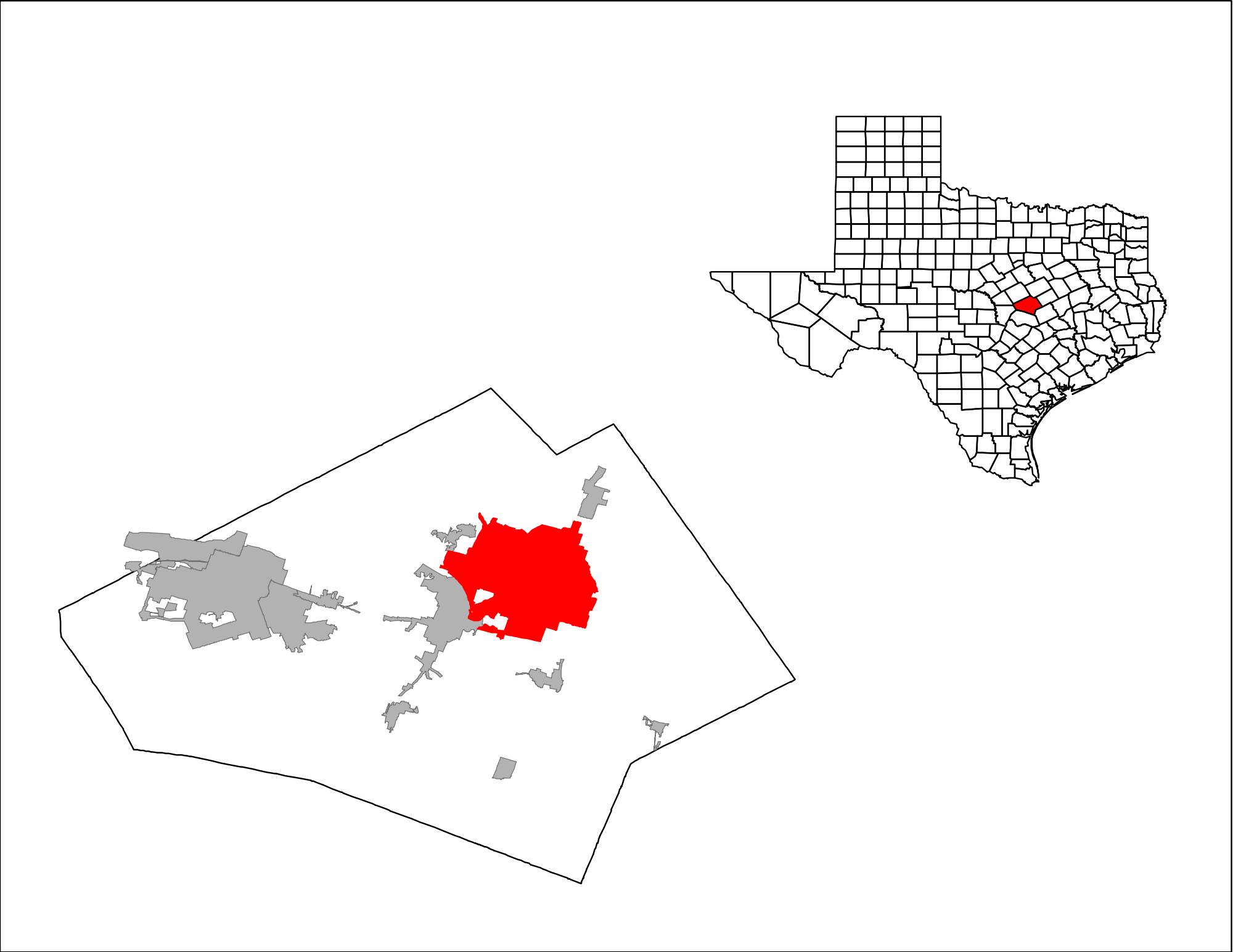 Open - Map Of Texas Counties (2000x1545), Png Download