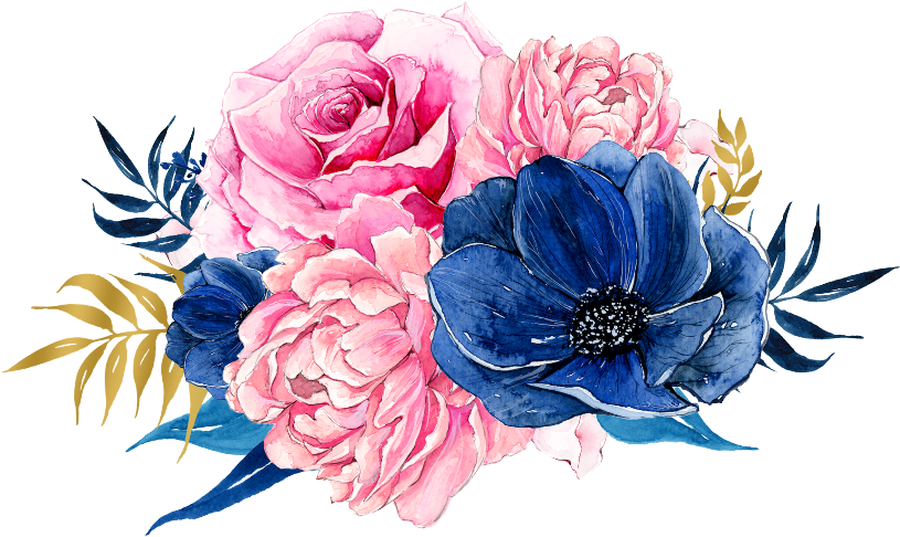 Pink And Blue Flowers Png (1024x1024), Png Download