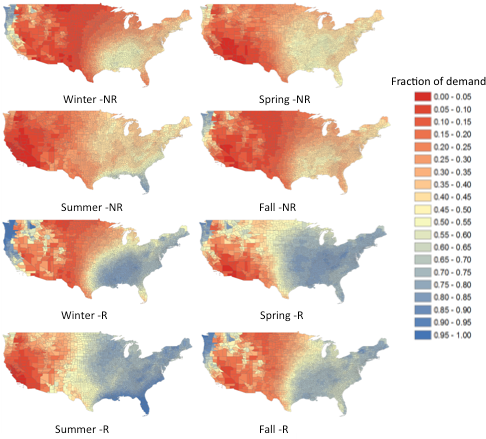 Average Fraction Of The Demand Satisfied By Season - Percentage (496x440), Png Download