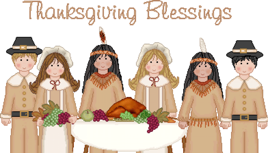 Blessings Clip Art Indians Free Clipart Images - Thanksgiving Pilgrim (940x537), Png Download