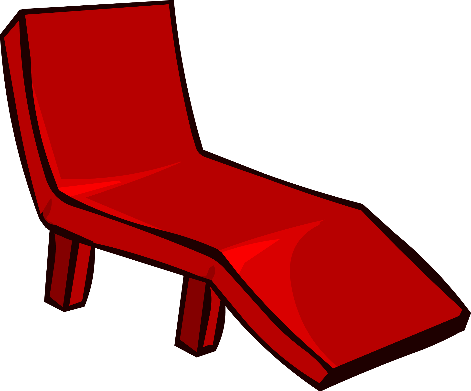 Plastic Deck Chair - Club Penguin Furniture Red (1928x1601), Png Download