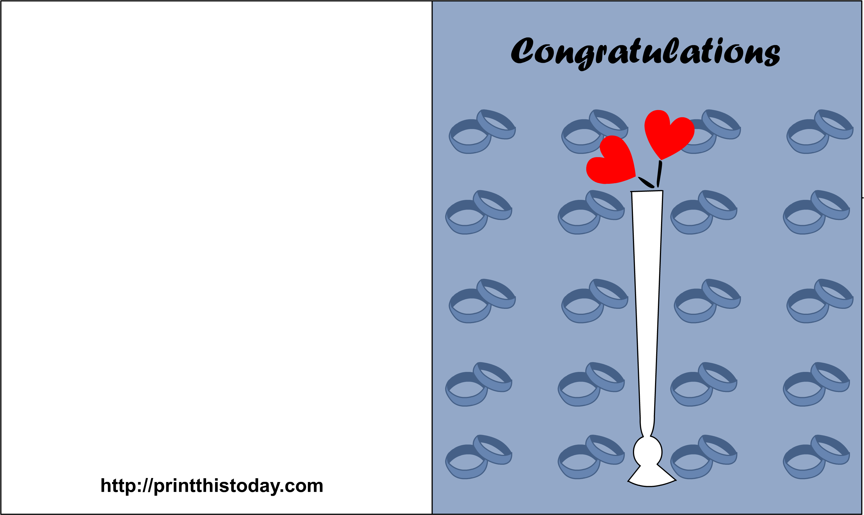 Free Printable Wedding Card With Hearts And Rings - Greeting Card (3300x2550), Png Download