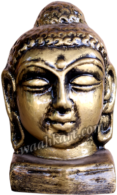 Lord Buddha Face Statue - Metallic Color (300x400), Png Download