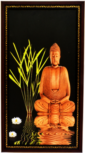 Lord Buddha Painting With Black Border Unframed Wall - Buddha Zen - 40x40 Cm - Wall-art.it (500x500), Png Download