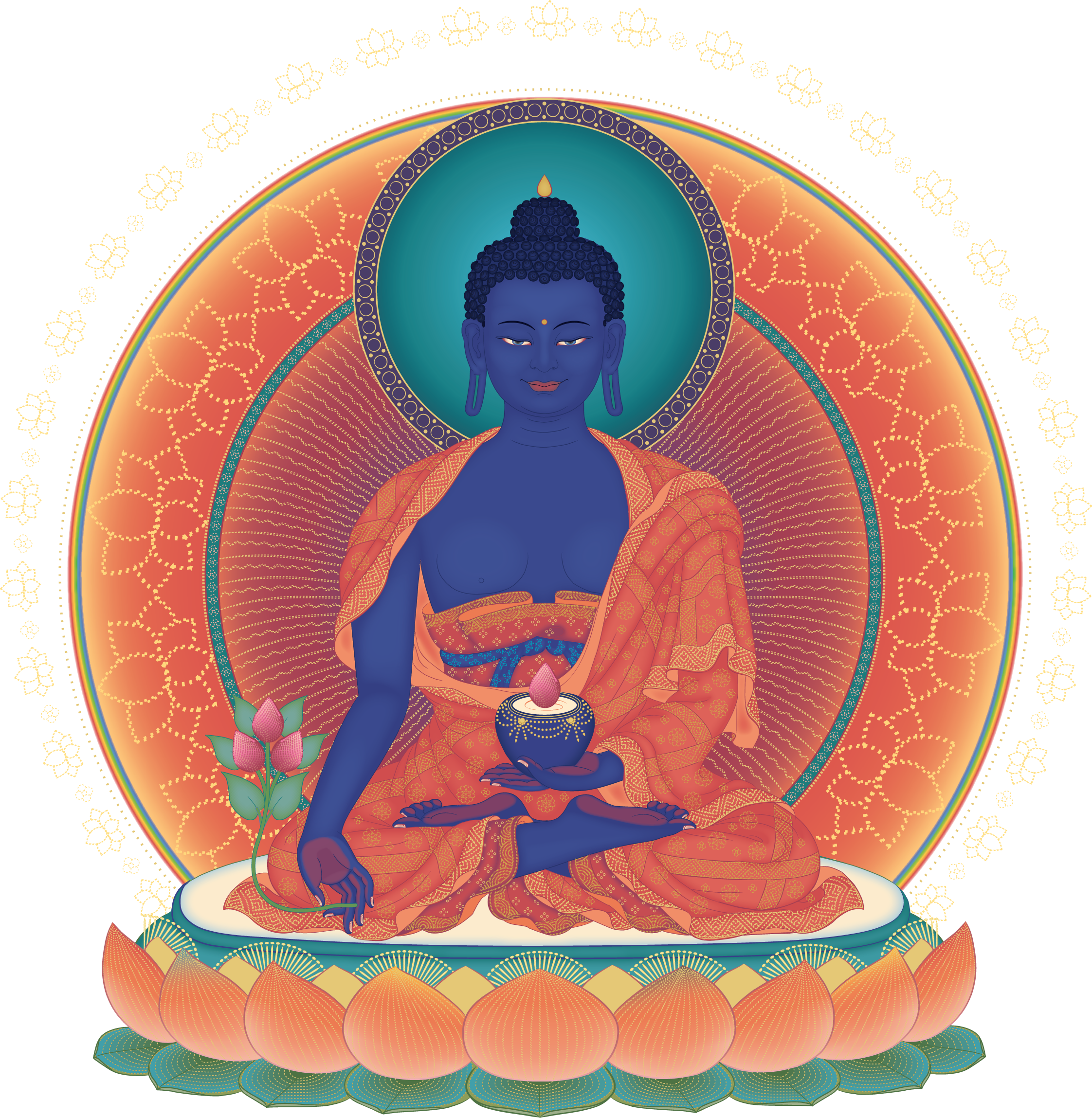 Medicine-buddha1 Buddhist Art, Buddhist Meditation, - Buddha Body Speech And Mind (2244x2298), Png Download