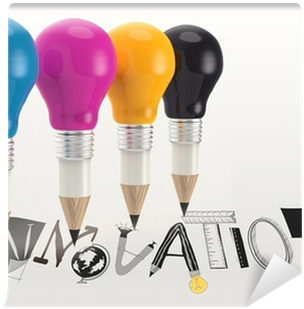 Hand Drawn Graphic Word Innovation And 3d Pencil Light - Pencil (400x400), Png Download