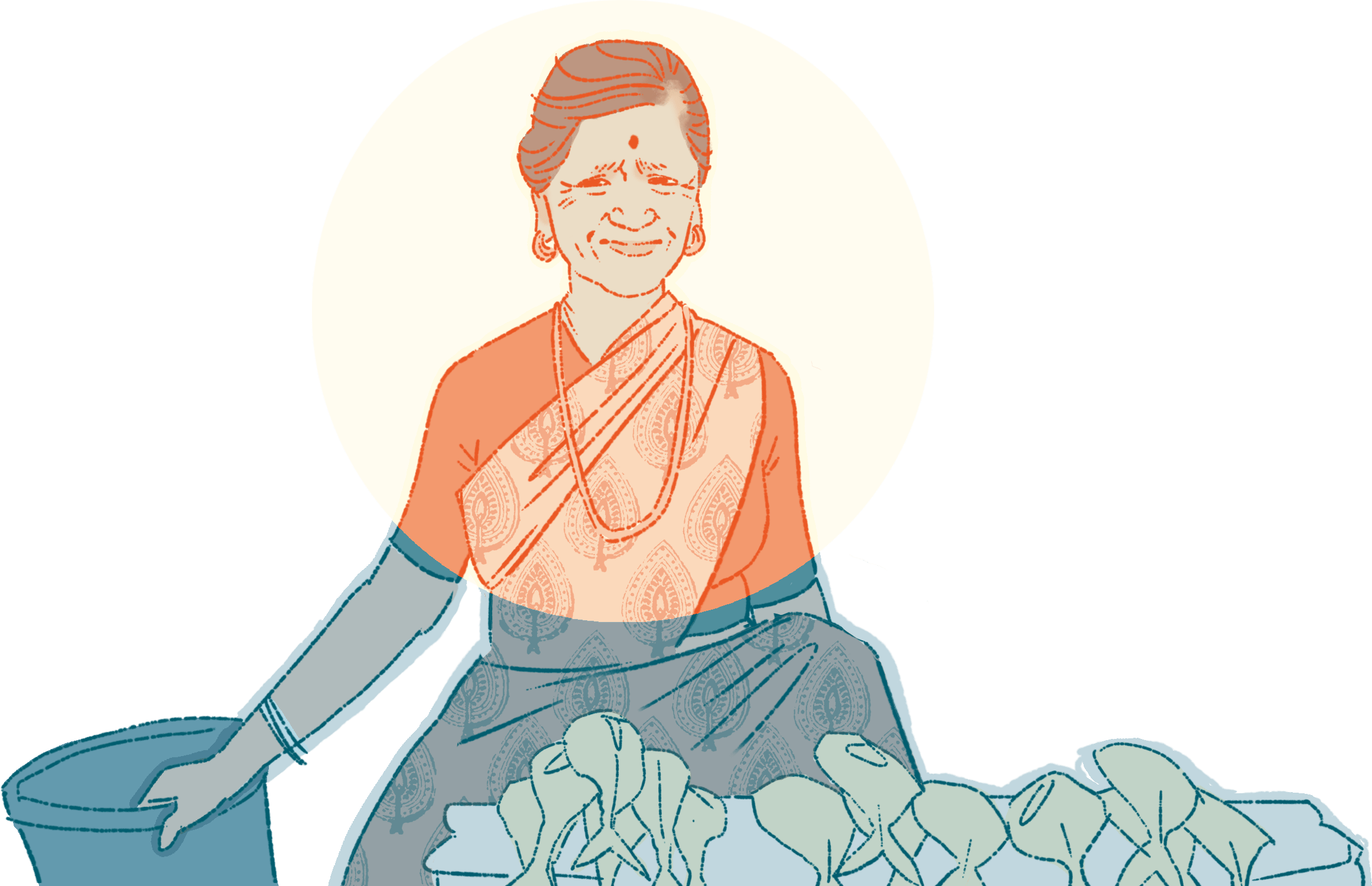 Namaste My Name Is Hira, And I Am A Koli Fisherwoman - Selling Fish Illustration Png (2322x1500), Png Download