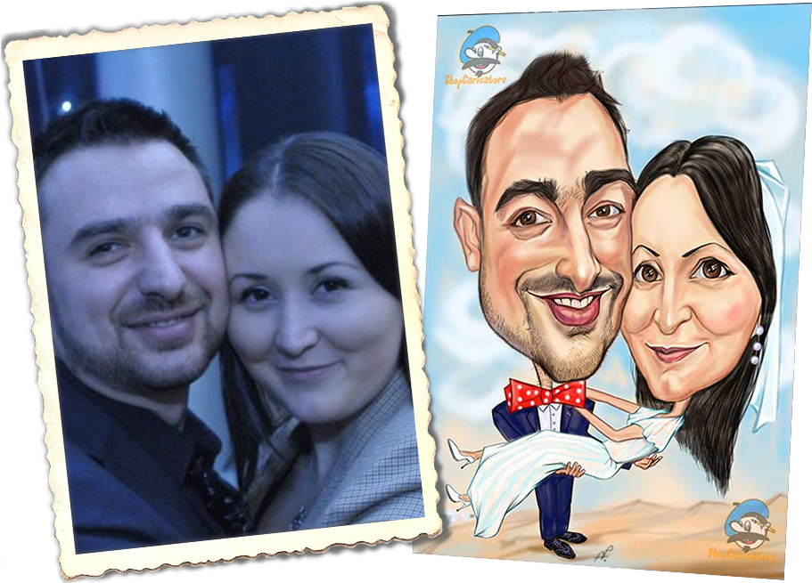 The Wedding Caricatures Give A Dose Of Humor And Joy - Collage (924x654), Png Download