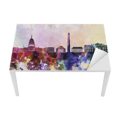 Washington Dc Skyline In Watercolor Background Table - Washington Dc Skyline In Watercolor Background Scarf (400x400), Png Download