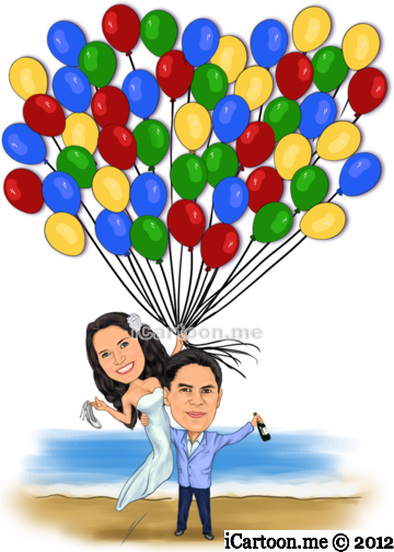 Wedding Caricature Poster For Guest To Sign - Caricature (360x504), Png Download