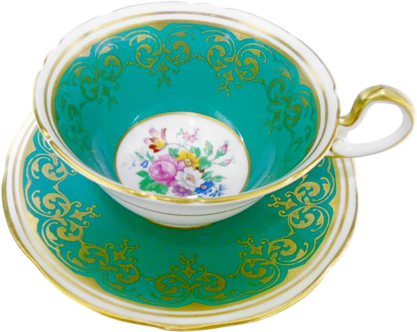 Aynsley Rose Center Dark Emerald Teal Green Tea Cup - Cup (841x841), Png Download
