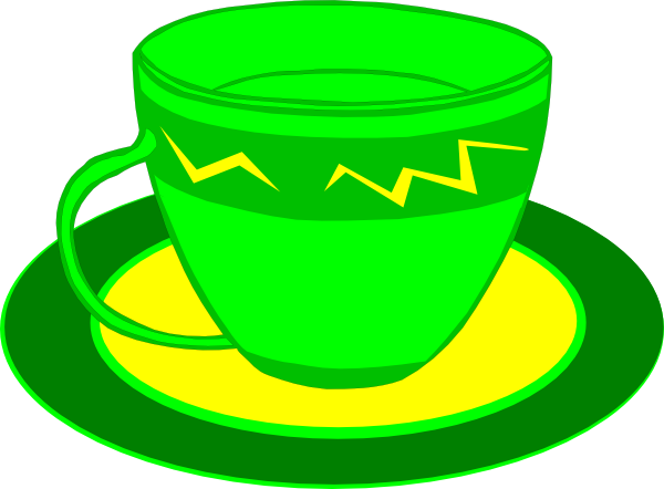Teacup Yellow Green Clip Art - Green Tea Cup Clip Art (600x442), Png Download