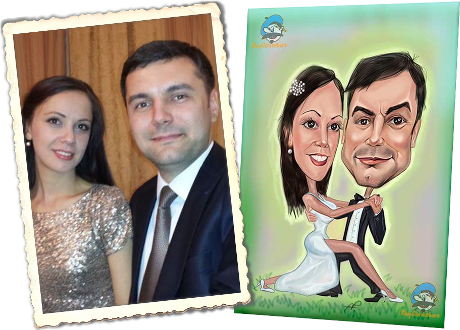 The Wedding Caricatures Give A Dose Of Humor And Joy - Collage (924x654), Png Download