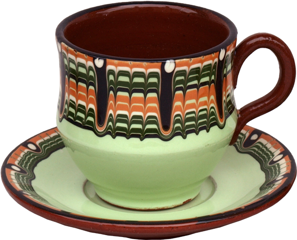 Pottery Tea Cup With Saucer, Mint Green - Pottery Cup Png (600x600), Png Download