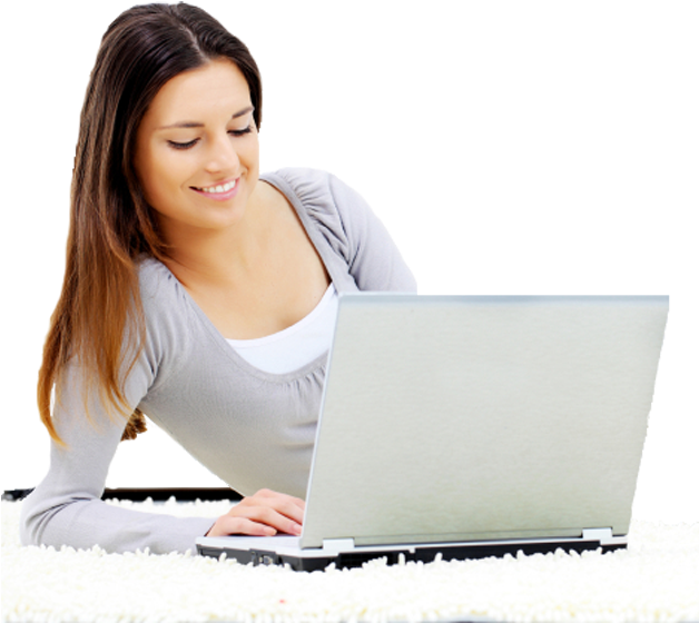 Girl On Computer - Girl On The Computer (627x600), Png Download