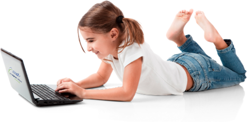 Sign Up - Girl Using Laptop Png (500x248), Png Download
