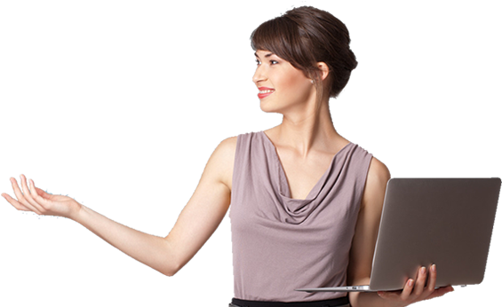 Simple And Easy, So Easy That Enyone Can Use It - Girl With Laptop Png (580x345), Png Download