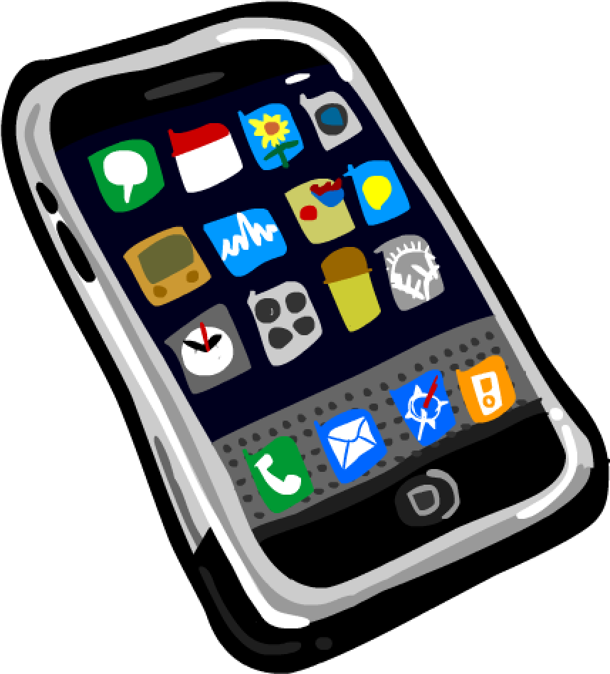 Cell Phone Clipart Smartphone Cell Phone Clipart Honey - Clipart Of Cell Phone (857x947), Png Download