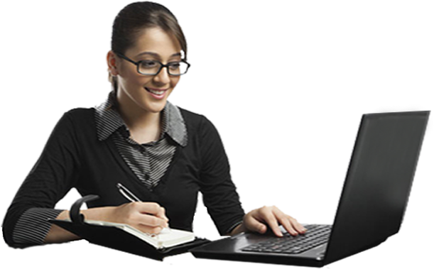 Helps In Measuring Cognitive Abilities - Girl With Laptop Slide Png Hd (756x567), Png Download