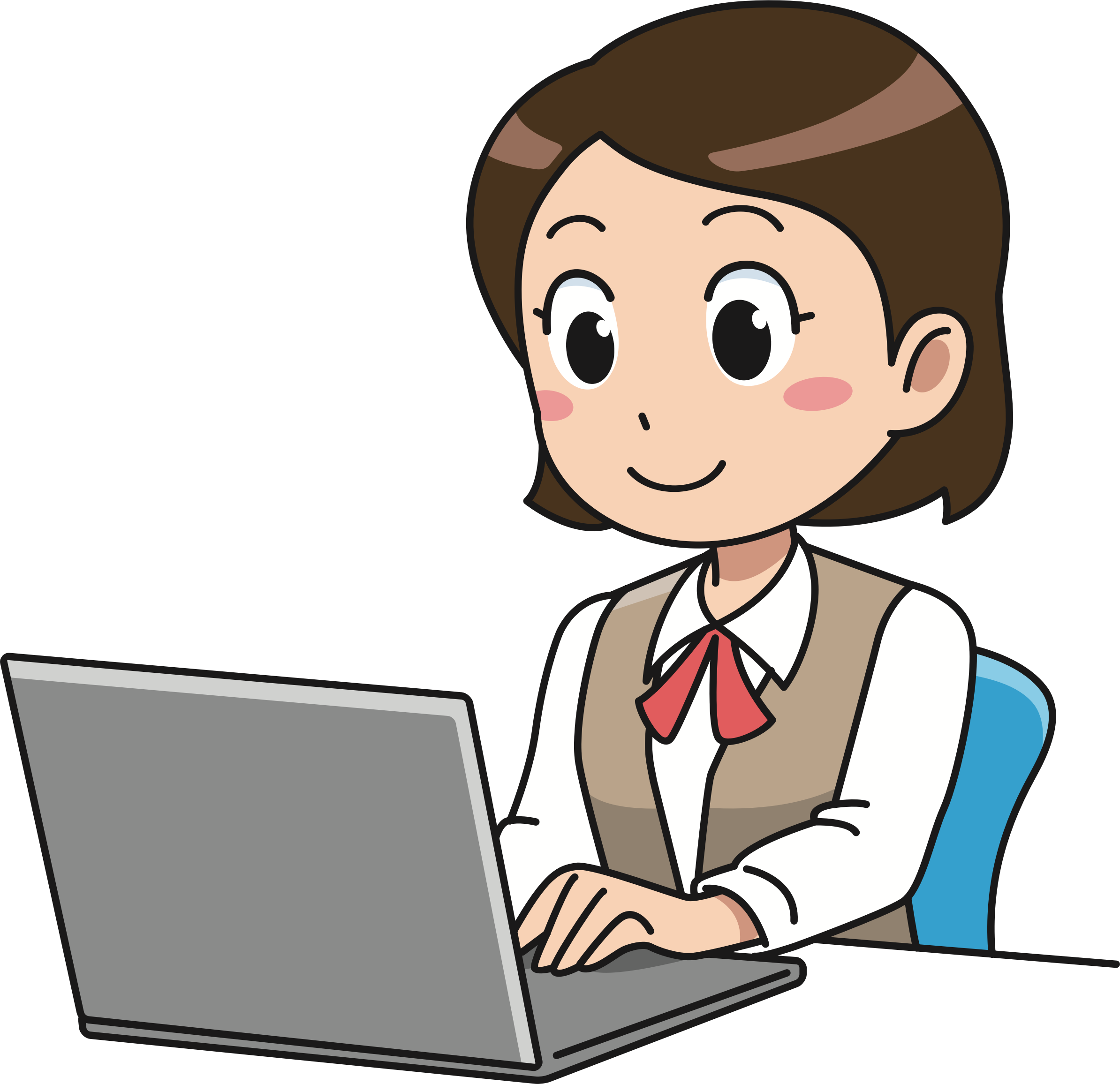 Medium Image - Girl With Laptop Clipart (796x771), Png Download