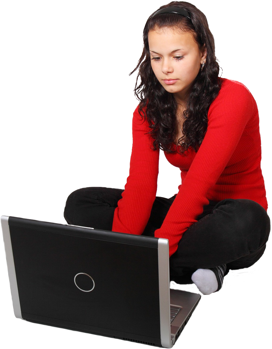 Girl W Laptop - Teenager Typing (1920x1280), Png Download