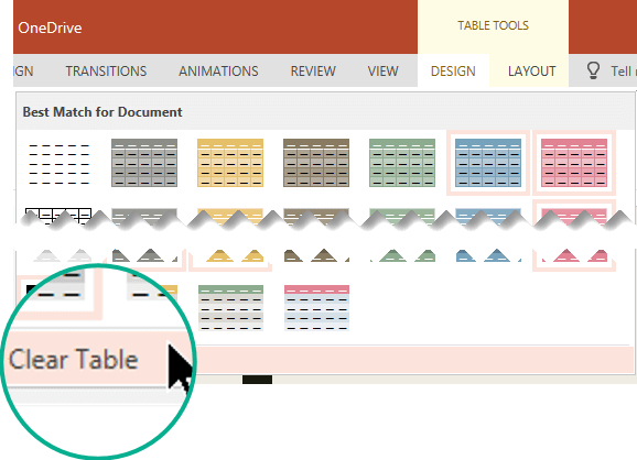 Remove A Table Style By Using The Clear Table Command - Table (578x418), Png Download