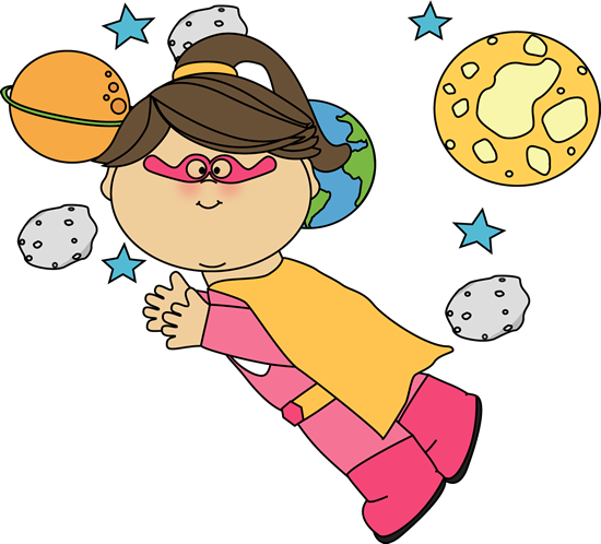 Superhero Girl Flying Through Space - Clip Art Space Girl (550x498), Png Download
