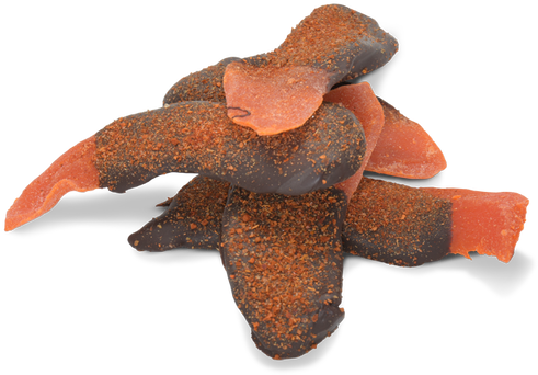 Candied Mango Slice Dipped In Dark Semi-sweet Chocolate, - Tajín (498x348), Png Download