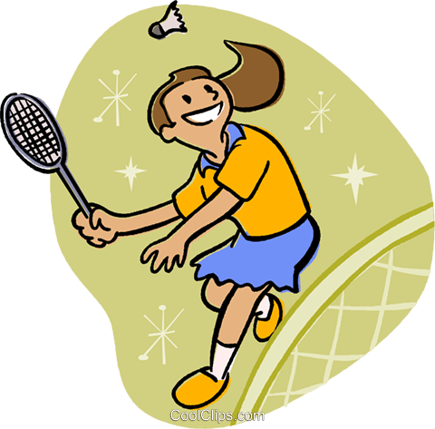 Girl Playing Badminton Royalty Free Vector Clip Art - Ladies Badminton (480x473), Png Download
