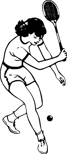 Tennis Player Clip Art - Playing Tennis Clipart Black And White (258x588), Png Download