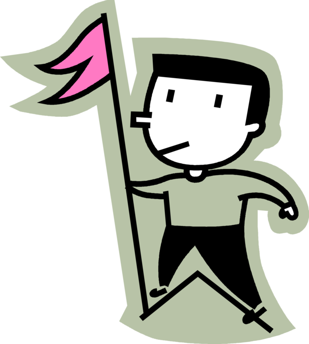 Vector Illustration Of Mountaineer Mountain Climber - Flag (629x700), Png Download