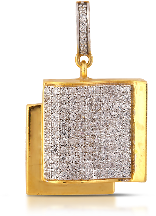 18k Gold With Diamond Studded Cluster Pendant - Gold (700x791), Png Download