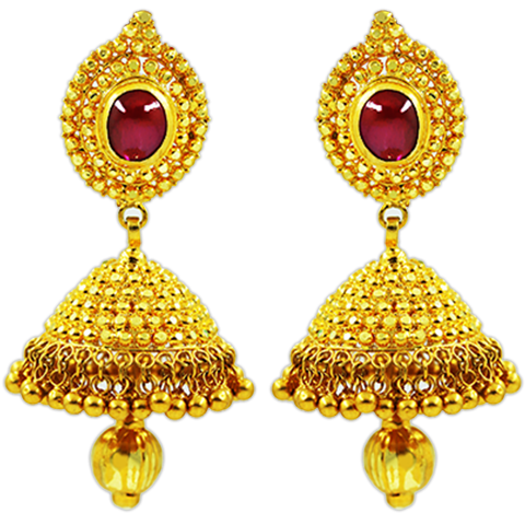Jhumke - Gold Jewellery Png (500x500), Png Download
