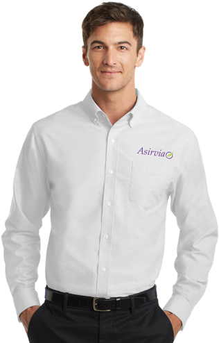 Men's Long Sleeve Dress Shirt-white - S658 - Port Authority Superpro Oxford Shirt. (491x500), Png Download